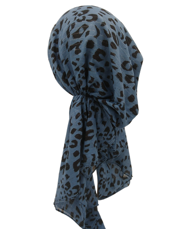 SG LEO1-JB Jeans/Black Leopard Cotton Pre-Tied Bandanna myselflingerie.com